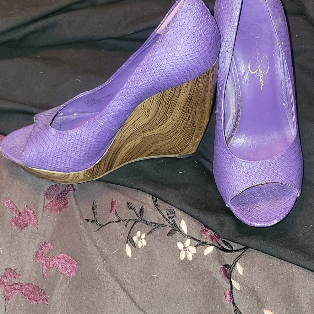 Jessica Simpson Purple Textured Wedge Shoes